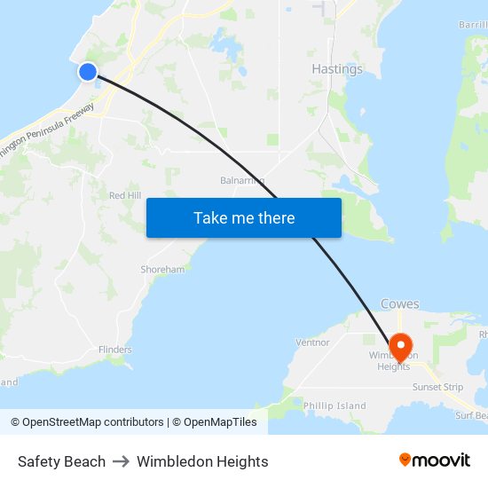 Safety Beach to Wimbledon Heights map