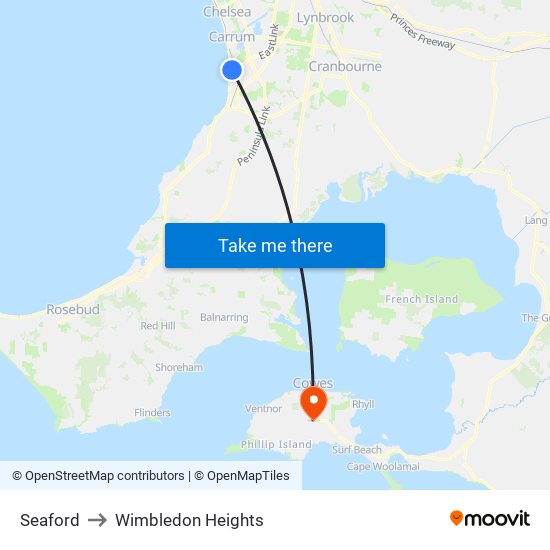 Seaford to Wimbledon Heights map