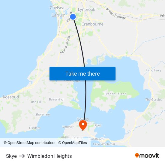 Skye to Wimbledon Heights map