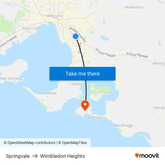 Springvale to Wimbledon Heights map