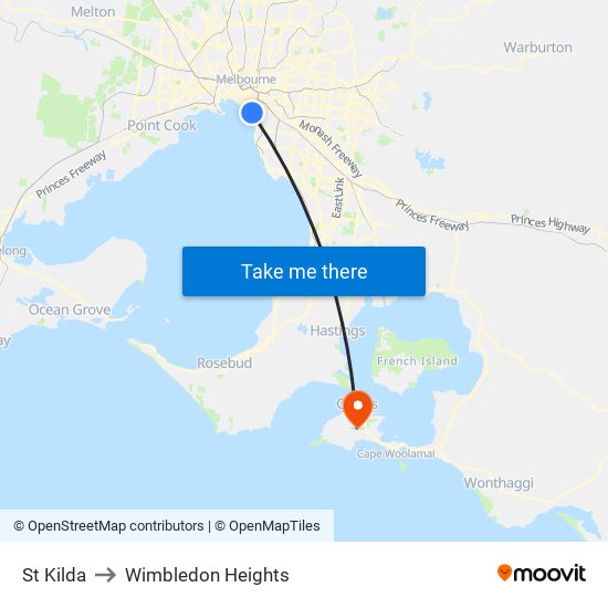 St Kilda to Wimbledon Heights map