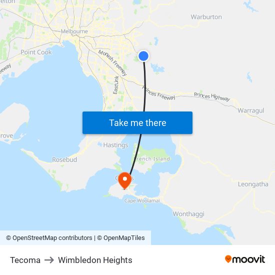 Tecoma to Wimbledon Heights map