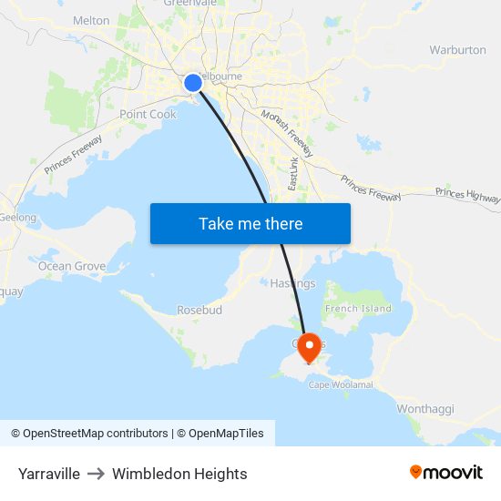 Yarraville to Wimbledon Heights map