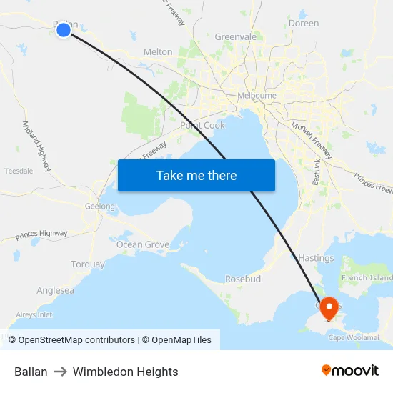 Ballan to Wimbledon Heights map