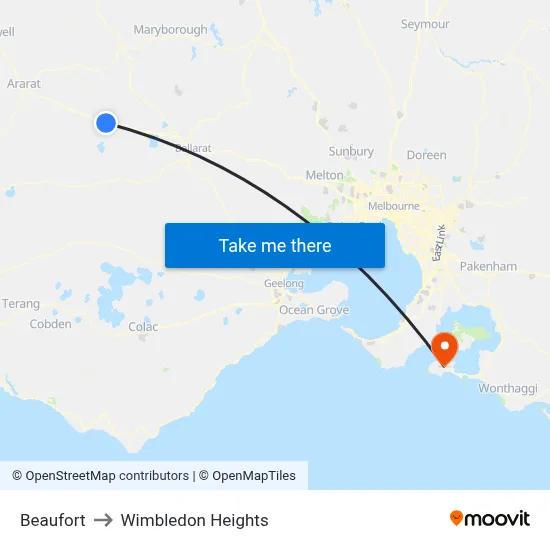 Beaufort to Wimbledon Heights map
