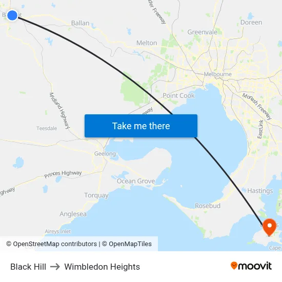 Black Hill to Wimbledon Heights map