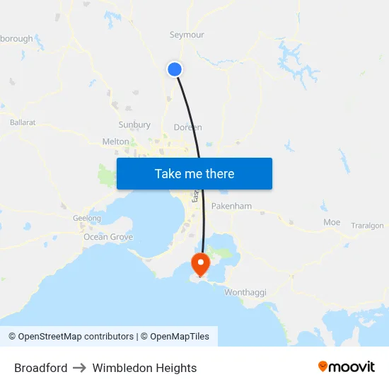 Broadford to Wimbledon Heights map