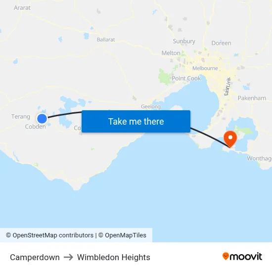 Camperdown to Wimbledon Heights map