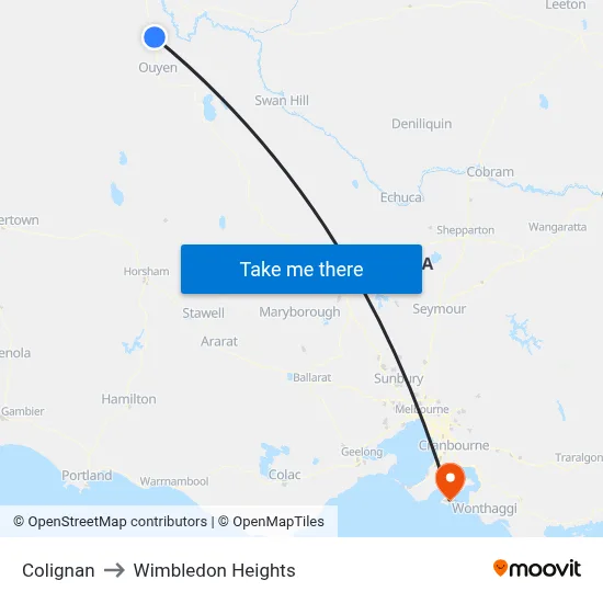 Colignan to Wimbledon Heights map
