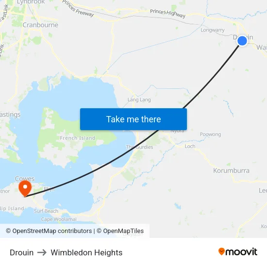 Drouin to Wimbledon Heights map