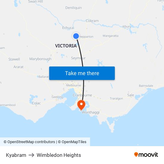 Kyabram to Wimbledon Heights map