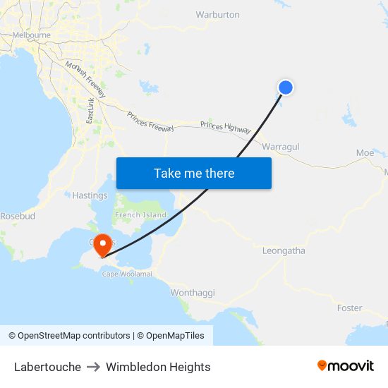 Labertouche to Wimbledon Heights map