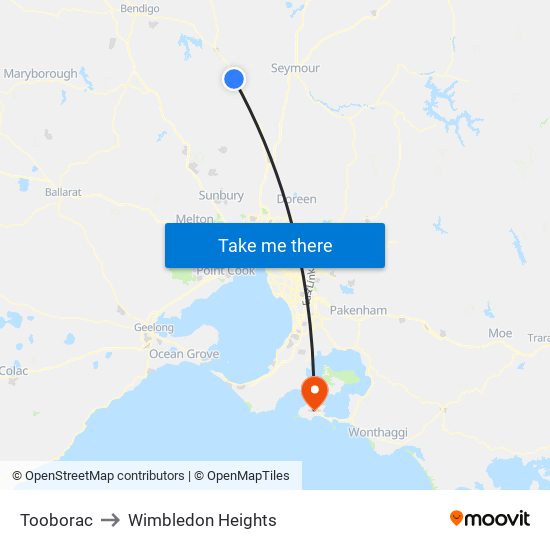 Tooborac to Wimbledon Heights map