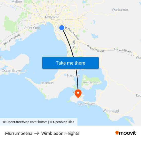 Murrumbeena to Wimbledon Heights map