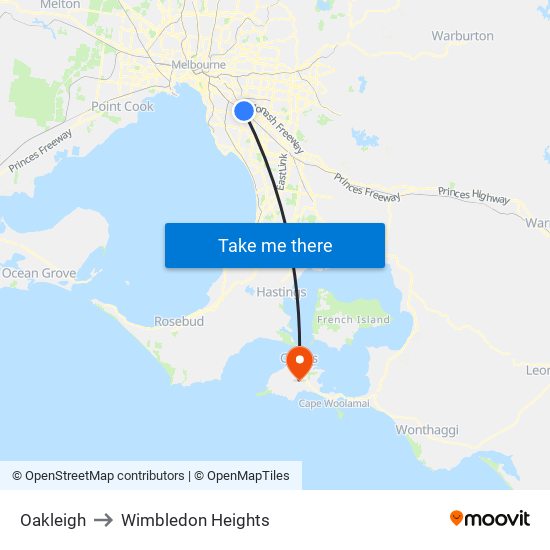 Oakleigh to Wimbledon Heights map