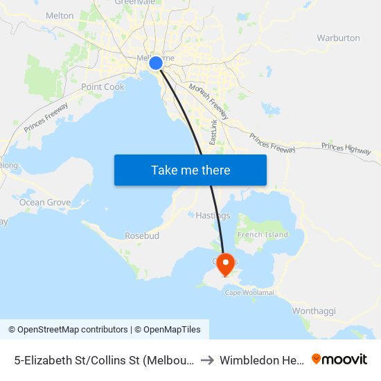 5-Elizabeth St/Collins St (Melbourne City) to Wimbledon Heights map