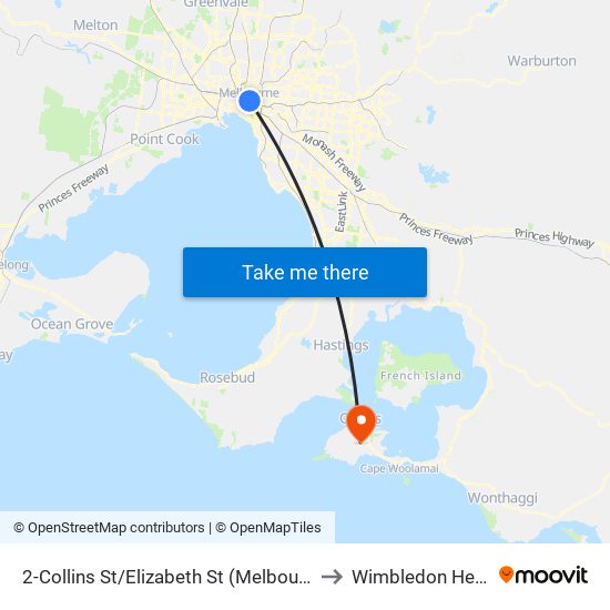 2-Collins St/Elizabeth St (Melbourne City) to Wimbledon Heights map