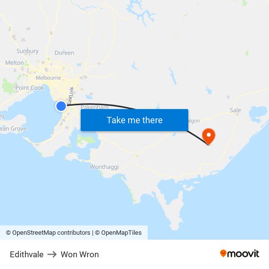 Edithvale to Won Wron map