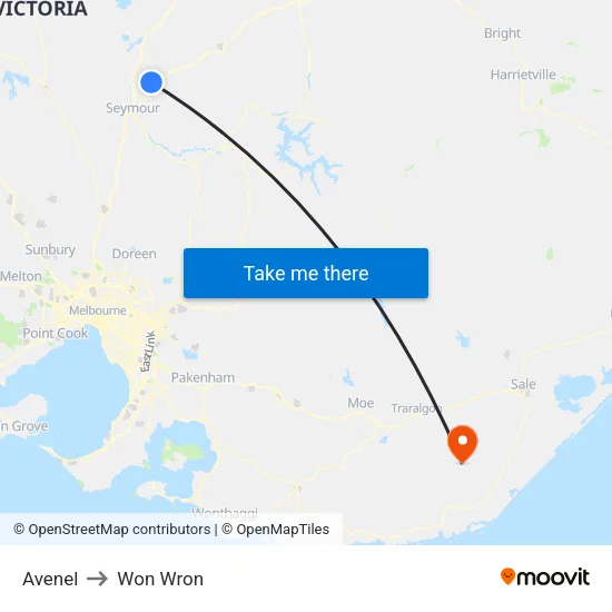 Avenel to Won Wron map