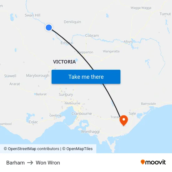 Barham to Won Wron map