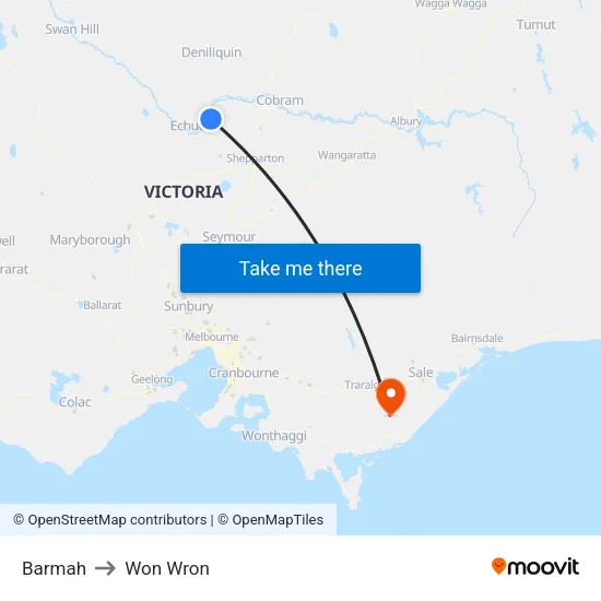 Barmah to Won Wron map