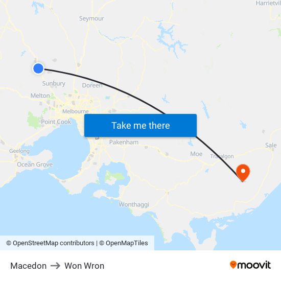 Macedon to Won Wron map