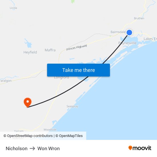 Nicholson to Won Wron map