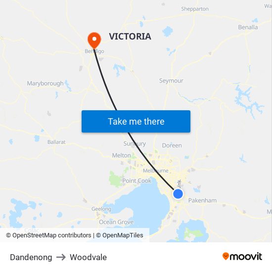 Dandenong to Woodvale map