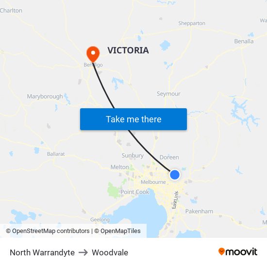 North Warrandyte to Woodvale map