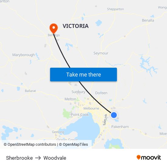 Sherbrooke to Woodvale map