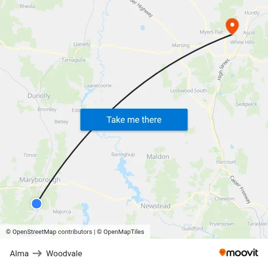 Alma to Woodvale map
