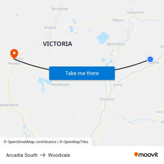 Arcadia South to Woodvale map