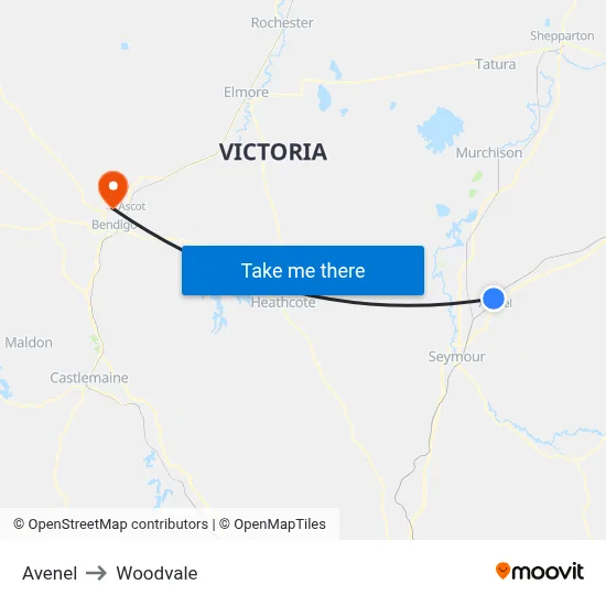 Avenel to Woodvale map
