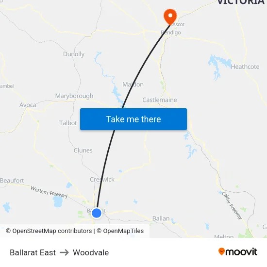 Ballarat East to Woodvale map