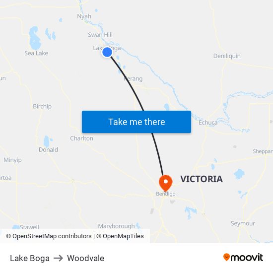 Lake Boga to Woodvale map