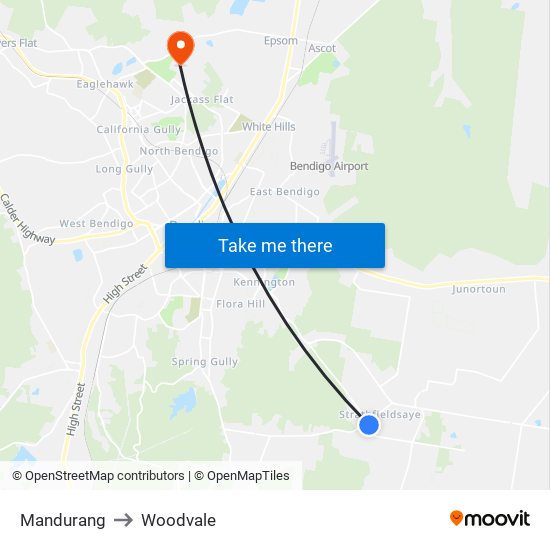 Mandurang to Woodvale map