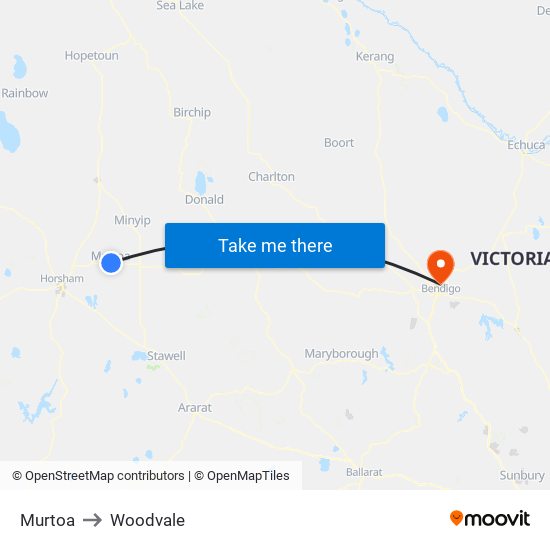 Murtoa to Woodvale map