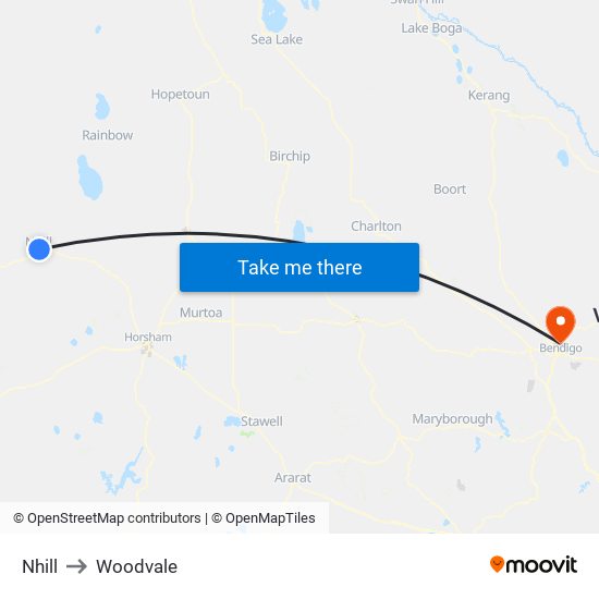 Nhill to Woodvale map