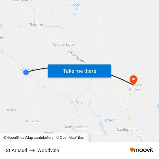 St Arnaud to Woodvale map