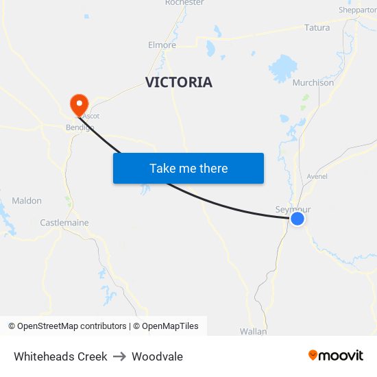 Whiteheads Creek to Woodvale map