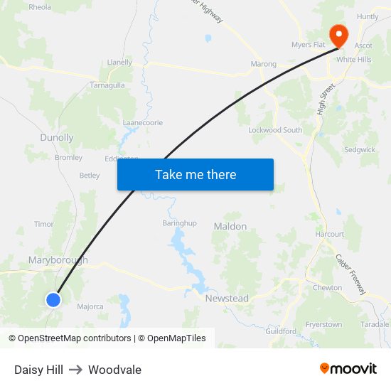 Daisy Hill to Woodvale map