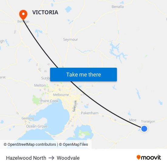 Hazelwood North to Woodvale map