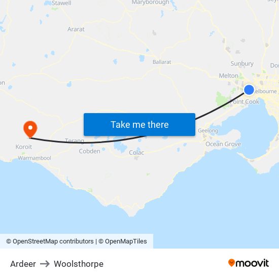 Ardeer to Woolsthorpe map