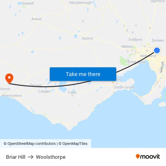 Briar Hill to Woolsthorpe map