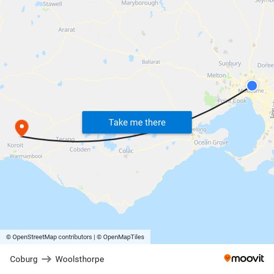 Coburg to Woolsthorpe map