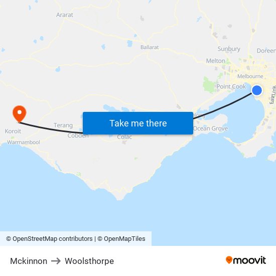 Mckinnon to Woolsthorpe map