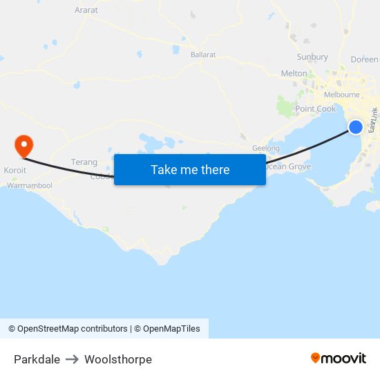 Parkdale to Woolsthorpe map