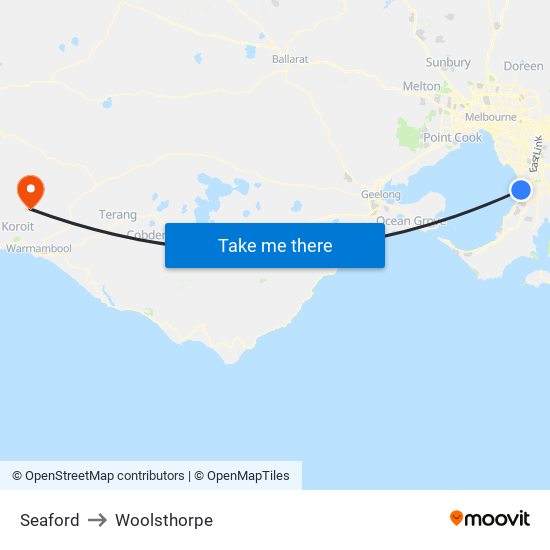 Seaford to Woolsthorpe map