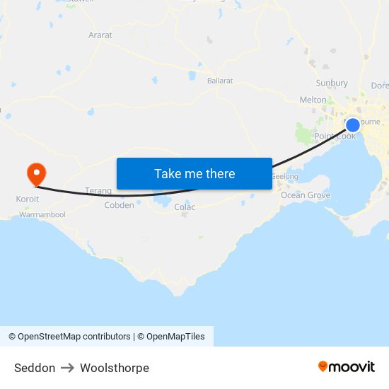 Seddon to Woolsthorpe map