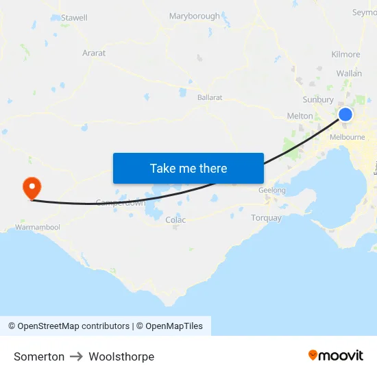 Somerton to Woolsthorpe map